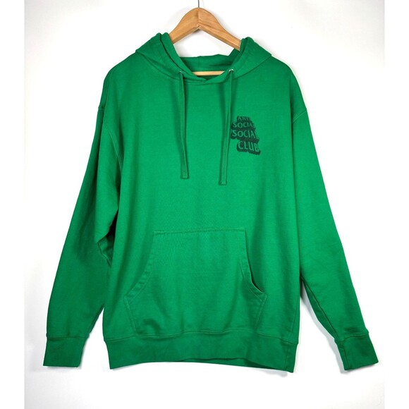 Anti Social Social Club Hoodie Men Large Green Pixel Logo Graphic Streetwear USA - Picture 2 of 13